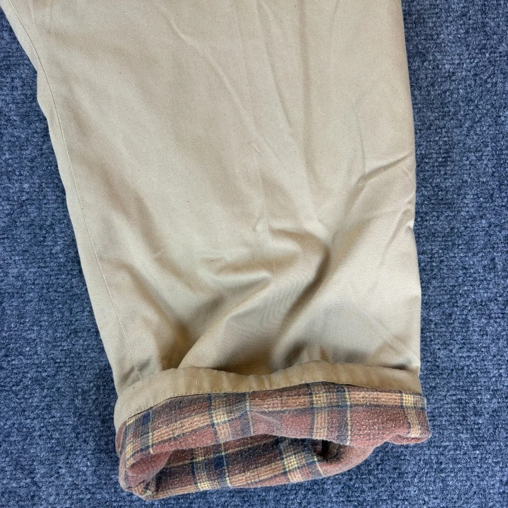 Haband's Ice House Tan Flannel Lined Slacks Pants Men 48x29 Tan Cotton High Rise